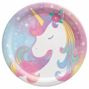 Unicorn 7" Plates - 8 Plates/Pack or 96 Plates/Case