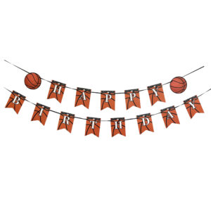 Basketball "Happy Birthday" Banner Double Banner - 2 Banners/Pack