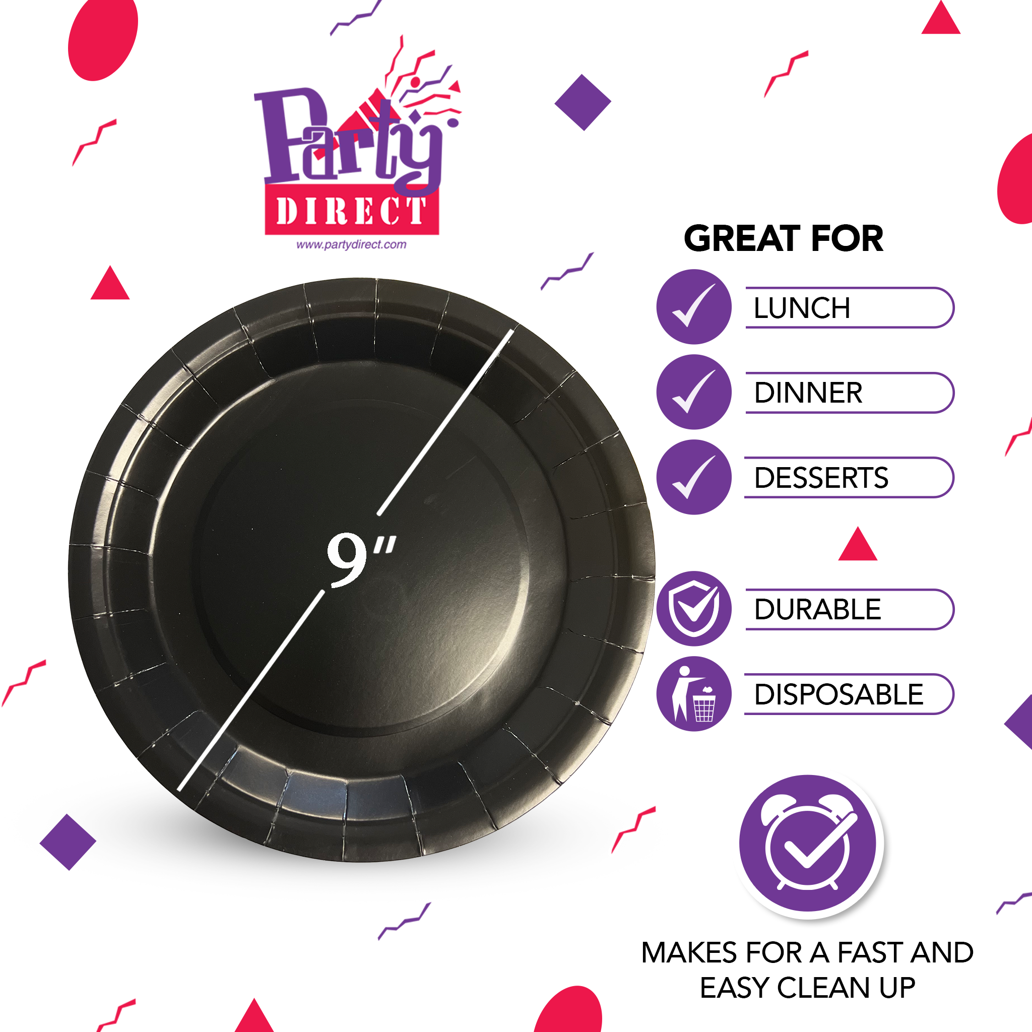 Solid Color Paper Plates, 9in Dinner - 50/Pack or 500/Case - Image 2