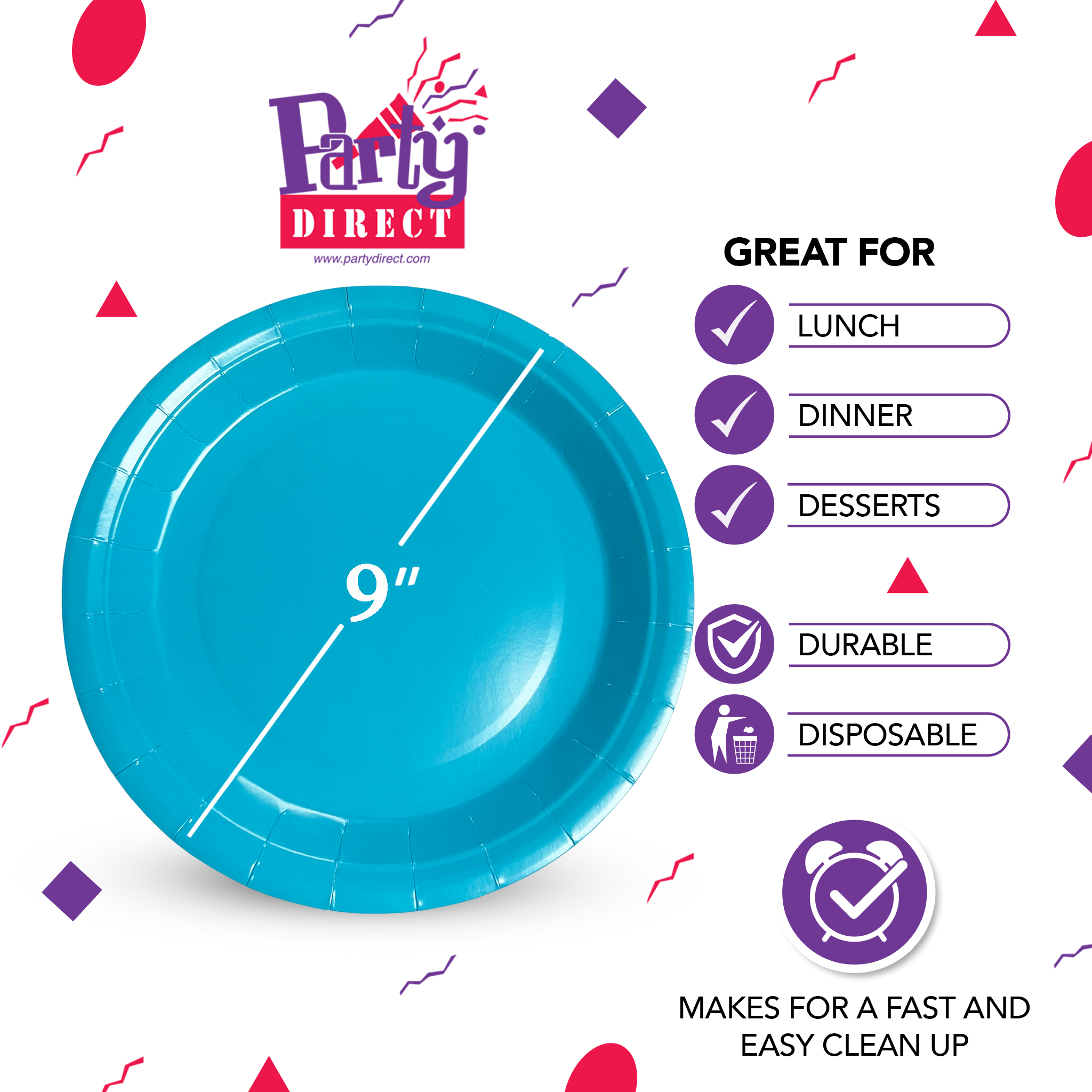 Solid Color Paper Plates, 9in Dinner - 50/Pack or 500/Case - Image 3