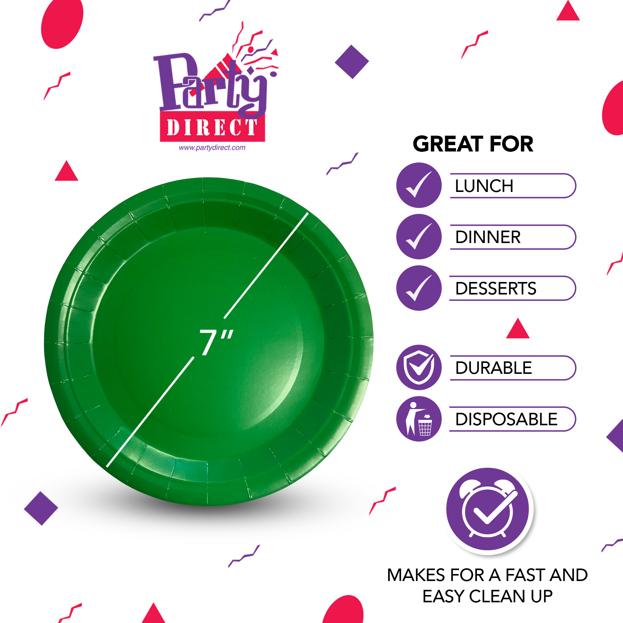 Solid Color Paper Plates, 7in – 50/Pack - Image 4