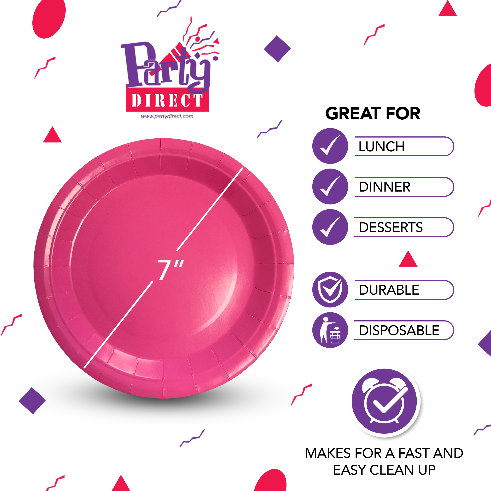 Solid Color Paper Plates, 7in – 50/Pack - Image 5