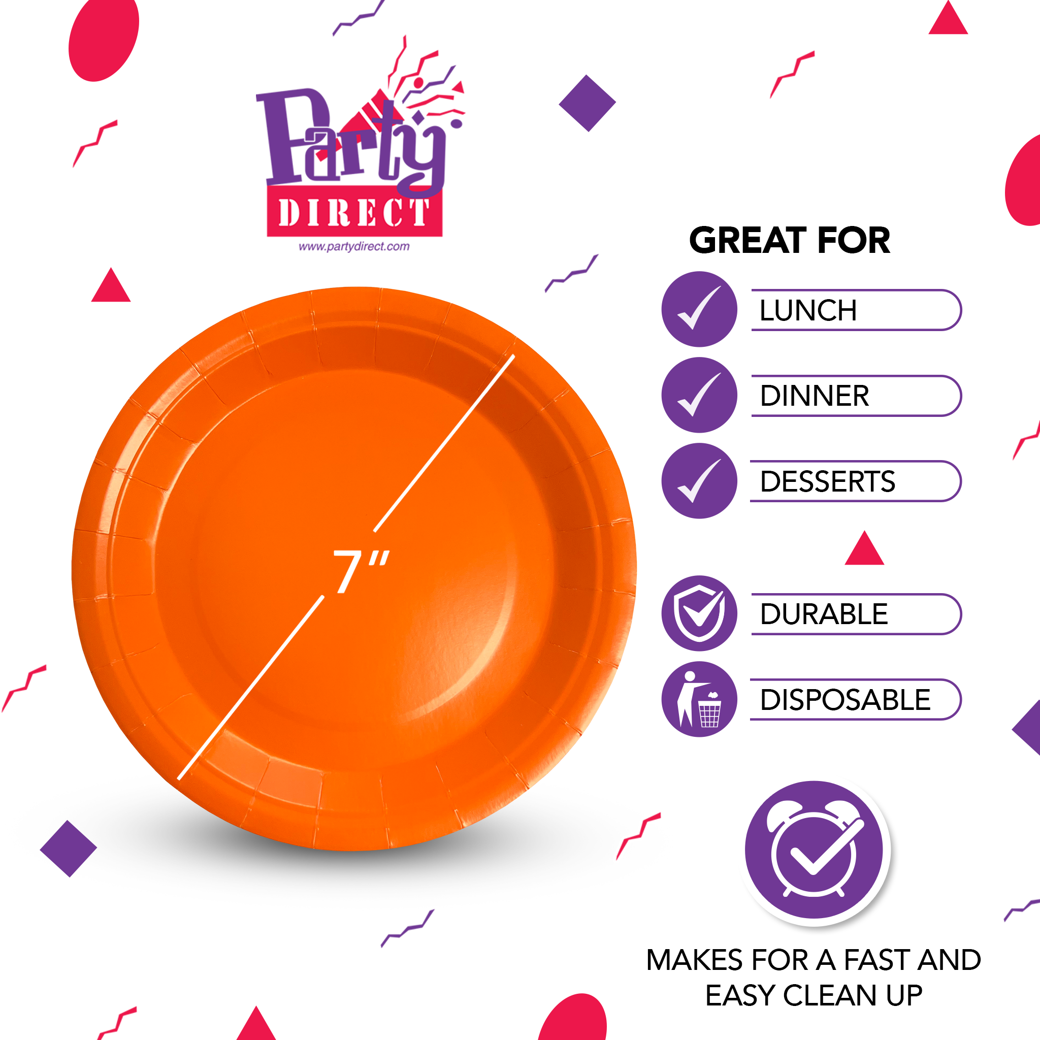 Solid Color Paper Plates, 7in – 50/Pack - Image 8