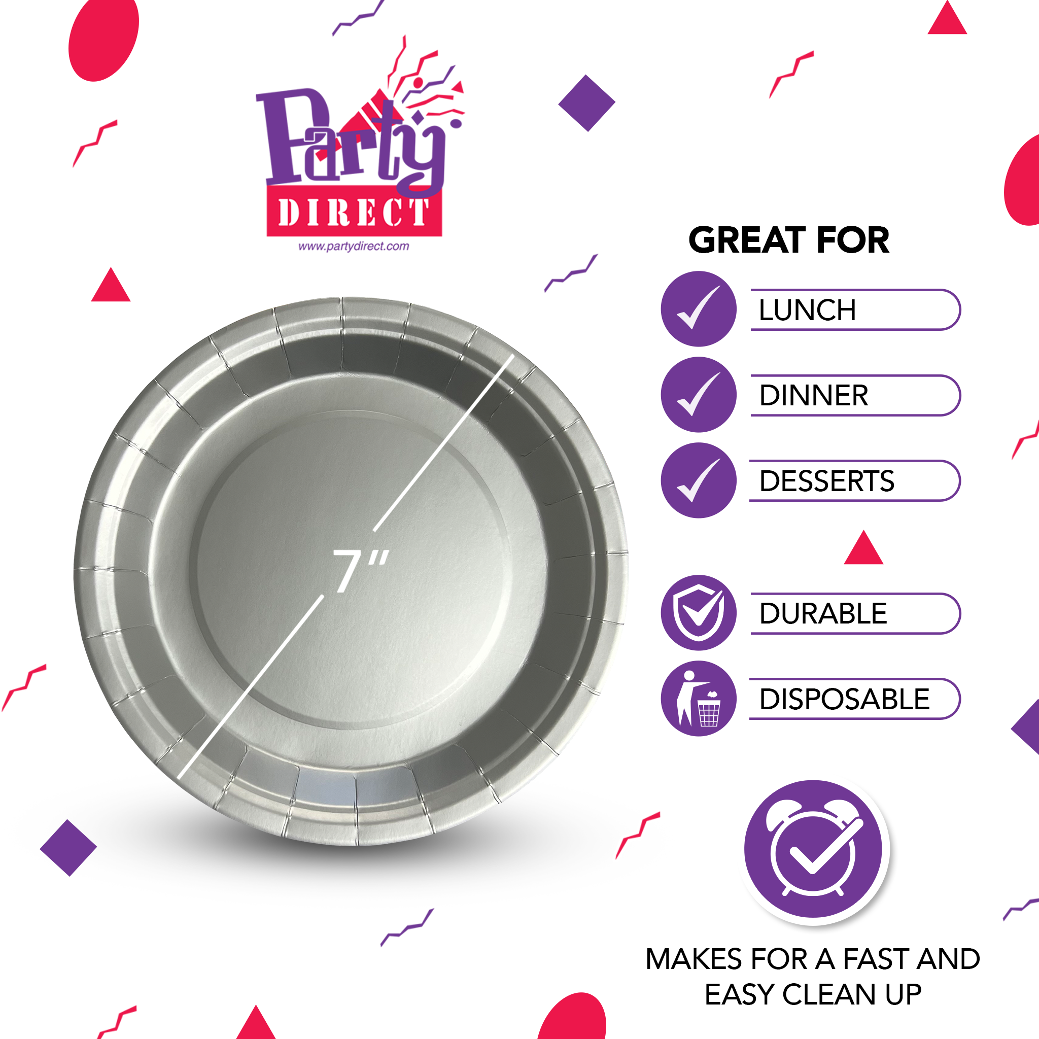 Solid Color Paper Plates, 7in – 50/Pack - Image 11